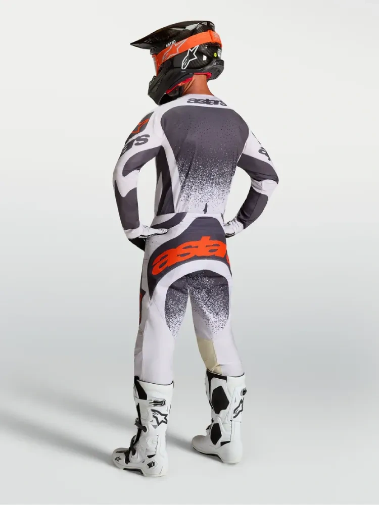 Spodnie cross Alpinestars MX Techstar Swan biało-szaro-czerwone
