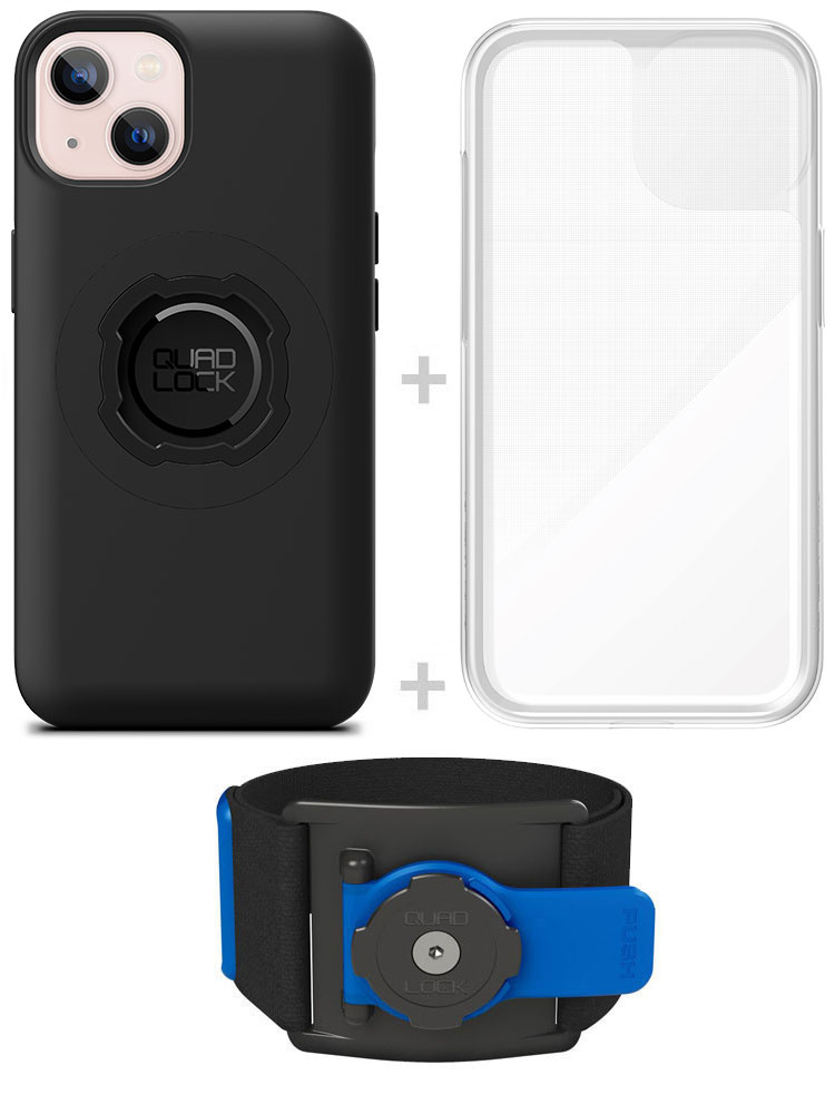 Zestaw do biegania: etui MAG na telefon iPhone 13 (magnetyczne) + wodoodporny pokrowiec MAG + opaska sportowa Quad Lock