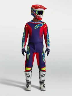 Bluza cross dziecięca Alpinestars MX Fluid Drag niebiesko-czerwono-biała
