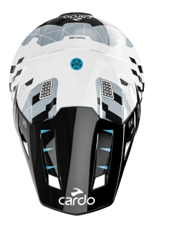 Kask enduro Cardo Venture czarno-biało-niebieski