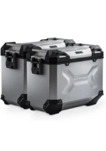 Zestaw: kufry boczne TRAX ADV + stelaże PRO SW-Motech Kawasaki KLE 500/ SE (26-) srebrne [poj.: 2 x 45l]