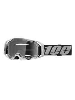 Gogle motocyklowe 100% ARmatic z przeźroczystą szybką biało-czarne