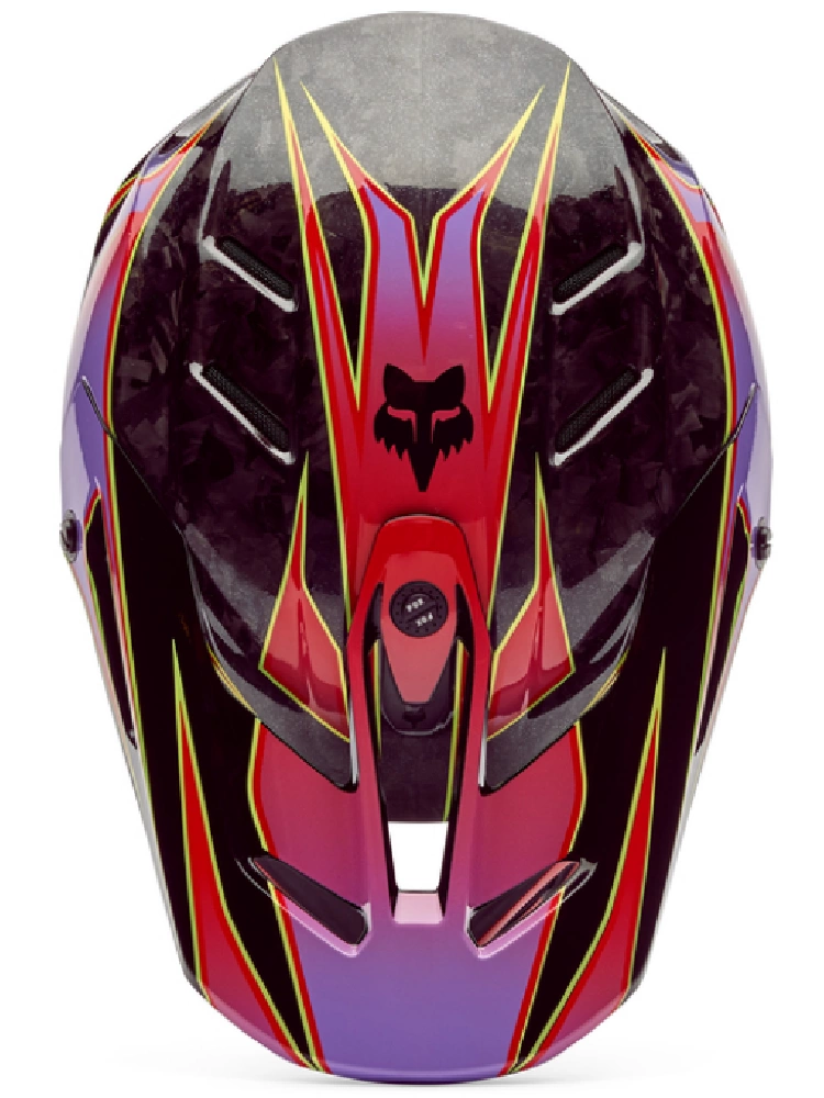 Kask enduro Fox V3 Rs Canvas czarno-czerwono-fioletowy