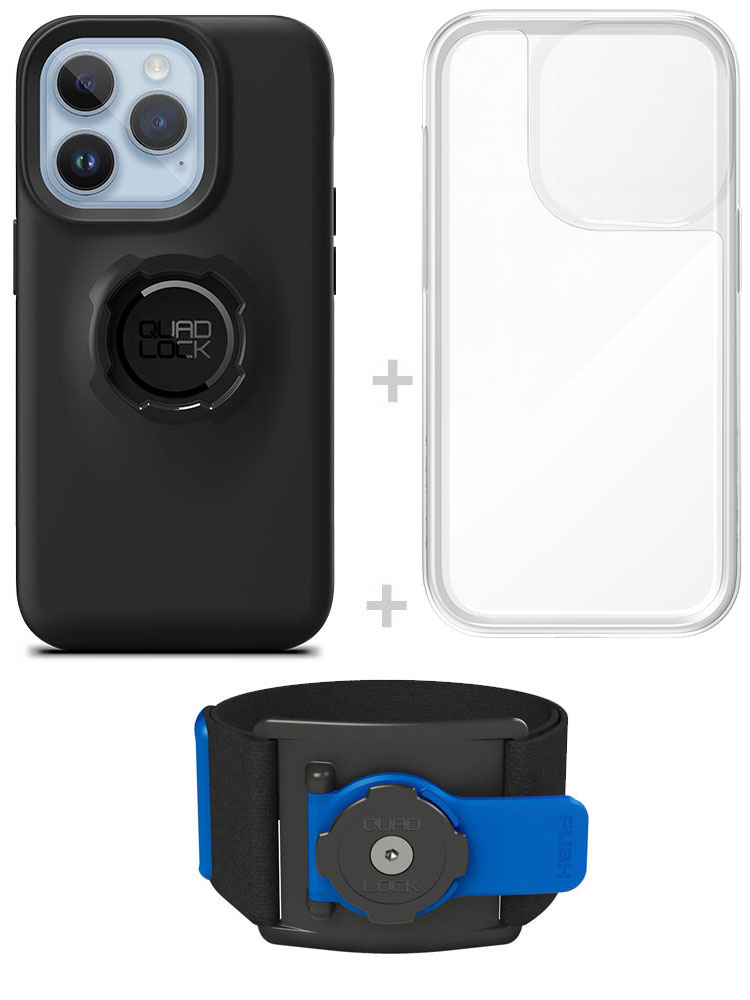 Zestaw do biegania: etui na telefon iPhone 14 Pro + wodoodporny pokrowiec + opaska sportowa Quad Lock