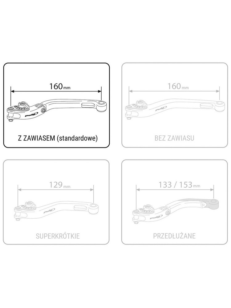 Zestaw regulowanych klamek z zawiasem PUIG Kawasaki (wybrane modele)
