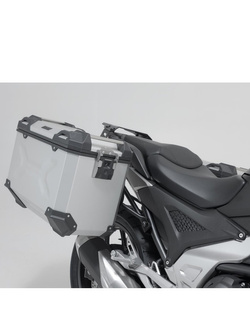 Zestaw: kufry boczne TRAX ADV + stelaże PRO SW-MOTECH 45/45L do motocykla Honda NC750XA/ X (20-) [pojemność 2 x 45 L] srebrne