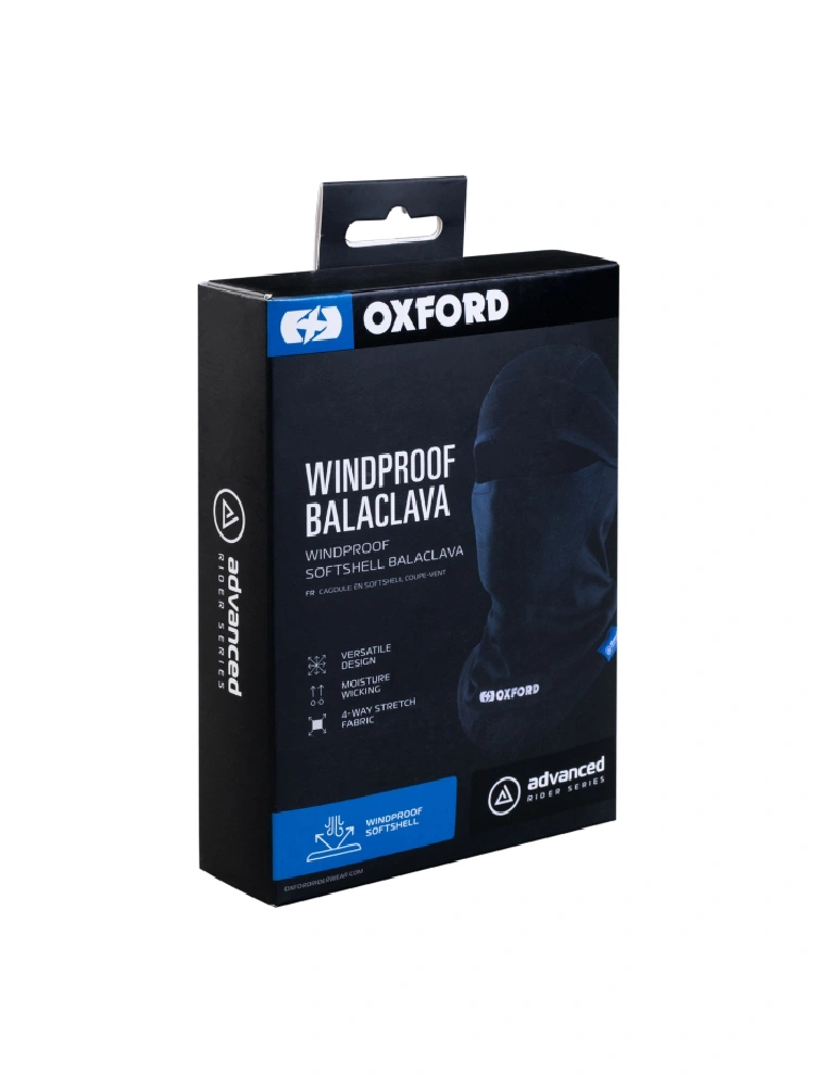 Kominiarka motocyklowa Oxford Advanced wiatroodporna z dużym otworem na oczy, czarna