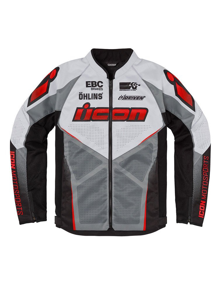 Kurtka motocyklowa tekstylna Icon Hooligan Ultrabolt czerwono-szaro-czarna