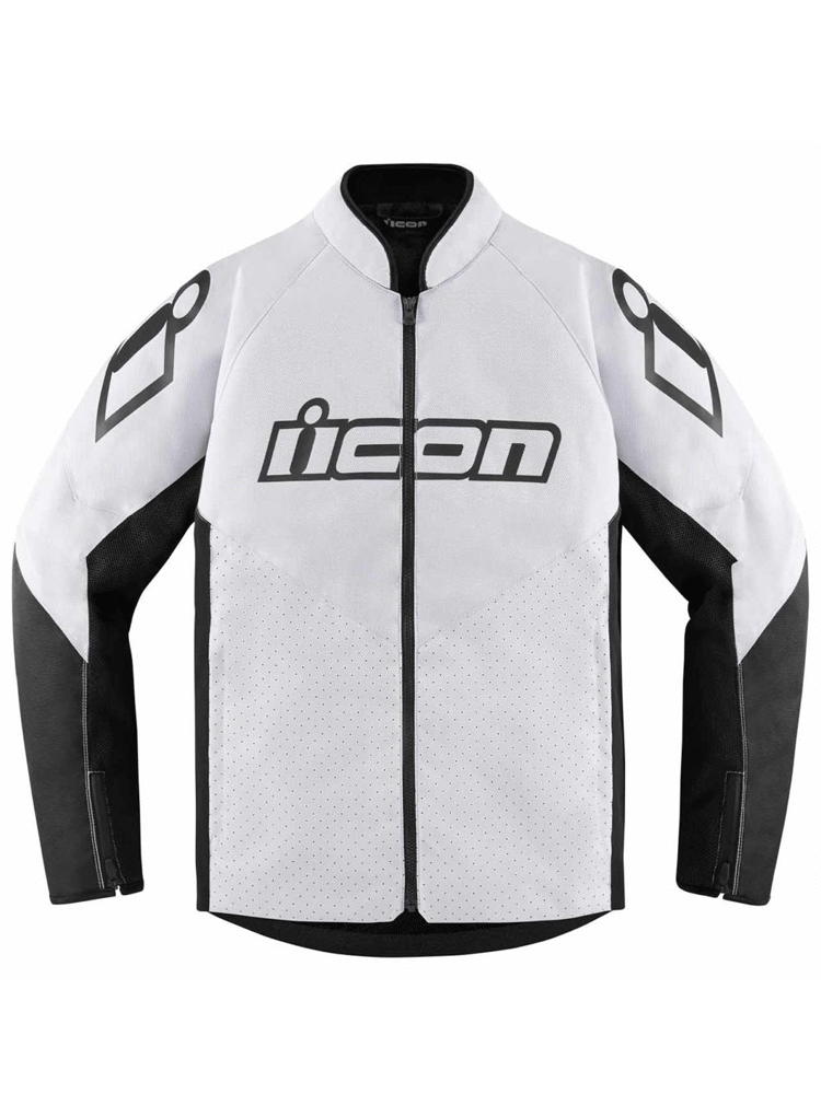Kurtka motocyklowa tekstylna Icon Hooligan CE biało-czarna