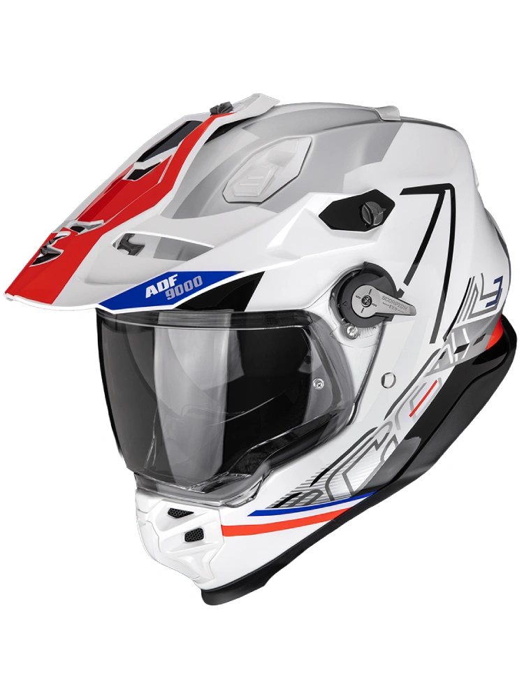 Kask adventure Scorpion ADF-9000 Air Summit biało-czerwono-srebrny
