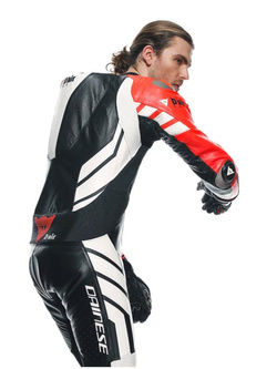 Kombinezon motocyklowy jednoczęściowy Dainese Mugello 3 D-Air® [z poduszką powietrzną] [wersja perforowana] czarno-czerwono-biały