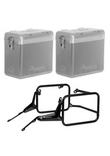 Zestaw: kufry boczne srebrne Zega Mundo + stelaże czarne Touratech BMW R 1300 GS (23-) [poj.: 38+38l]