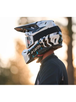 Kask enduro Cardo Venture czarno-biało-niebieski