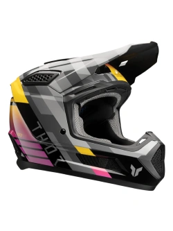 Kask enduro Thor Fleet szaro-różowo-żółty
