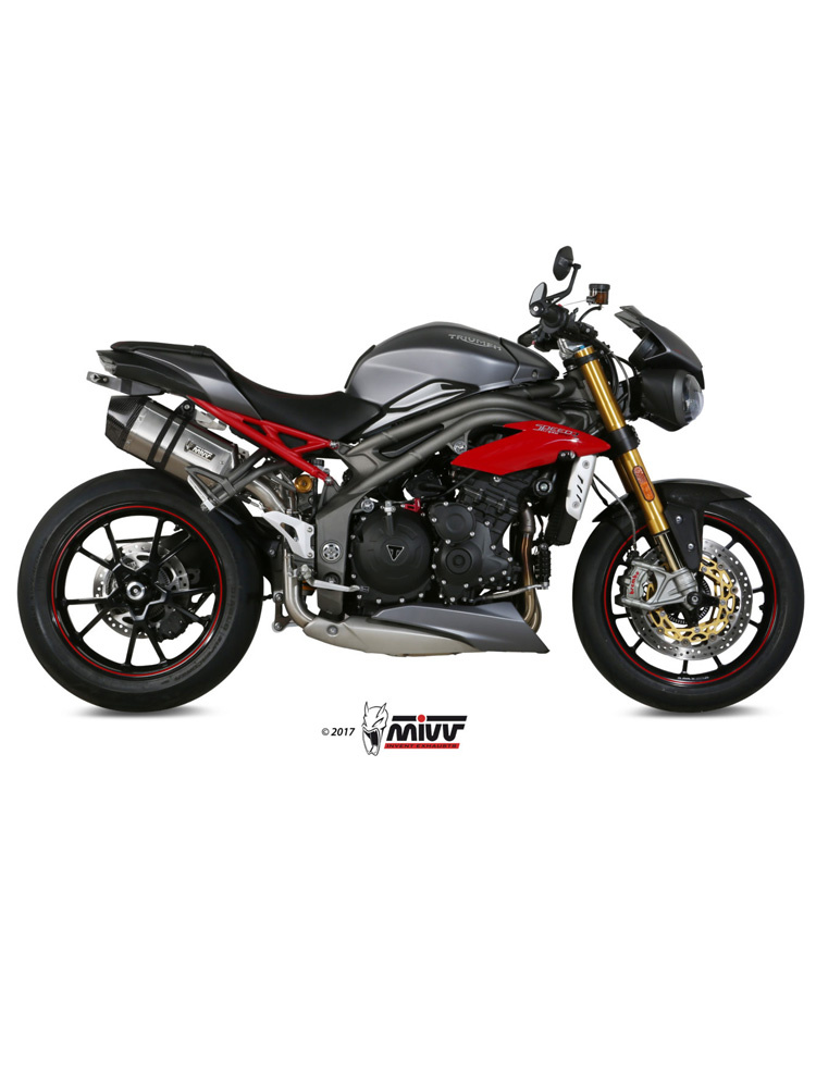 Tłumiki motocyklowe Slip-On Line (Speed Edge) MIVV do Triumph Speed Triple 1050 R / S / RS (16-17) srebrne