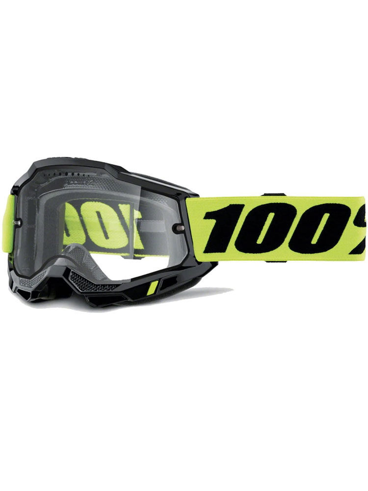 Gogle motocyklowe 100% Accuri 2 z podwójną szybką przezroczystą, czarno-żółte