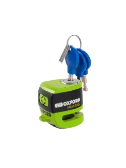 Blokada tarczy hamulcowej Disc Lock Oxford Micro XA5 z alarmem, czarno-zielona [pin: 5.5 mm]