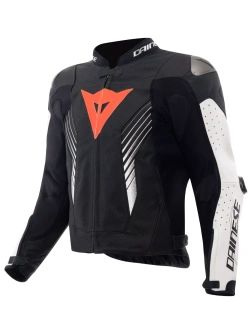 Kurtka motocyklowa skórzana Dainese Super Speed 5 czarno-biało-czerwona [wersja perforowana]
