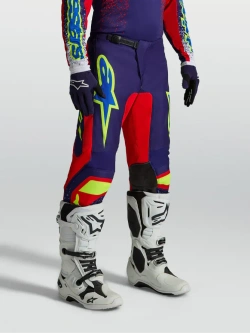 Spodnie cross Alpinestars MX Fluid Drag niebiesko-czerwono-żółte