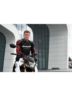 Kurtka motocyklowa skórzana Shima STR 2.0 czarno-jasnoczerwona