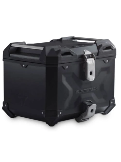 Zestaw: kufer centralny czarny TRAX ADV + stelaż Adventure-rack SW-Motech Moto Guzzi V85 Strada (24-) [poj.: 38 L]