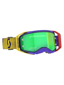 Gogle motocyklowe Scott Prospect 2.0 z zieloną szybką, czerwono-żółto-niebieskie