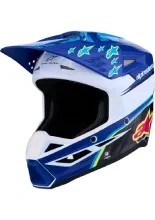 Kask enduro dziecięcy Alpinestars SM3 Falcon biało-niebiesko-czarny połysk