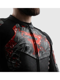 Kurtka motocyklowa skórzana Rebelhorn Vandal 2 Cruze czarno-szaro-czerwona