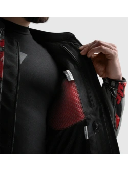 Kurtka motocyklowa skórzana Rebelhorn Vandal 2 Cruze czarno-szaro-czerwona