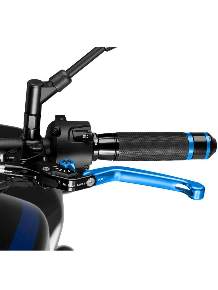 Regulowana dźwignia sprzęgła PUIG z zawiasem 90 stopni (niebieska)