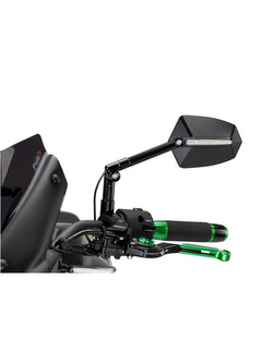 Lusterka PUIG Hi-Tech GTI z kierunkowskazem do kierownic motocykli Aprilia / Ducati / Honda / Kawasaki / KTM / MV Agusta / Suzuki / Triumph / Yamaha (czarne)