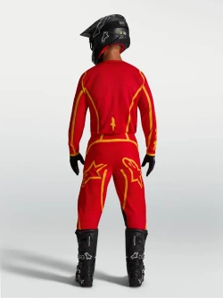Spodnie cross Alpinestars MX Fluid Apex V2 czerwono-złote