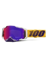 Gogle motocyklowe 100% Armega z szybką lustrzaną biało-żółte