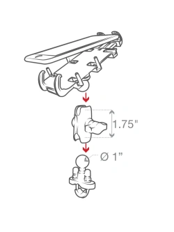 Uniwersalny uchwyt na telefon RAM Quick-Grip z podstawą w kształcie litery U - krótki