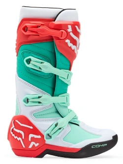 Buty enduro damskie Fox Comp biało-zielono-czerwone