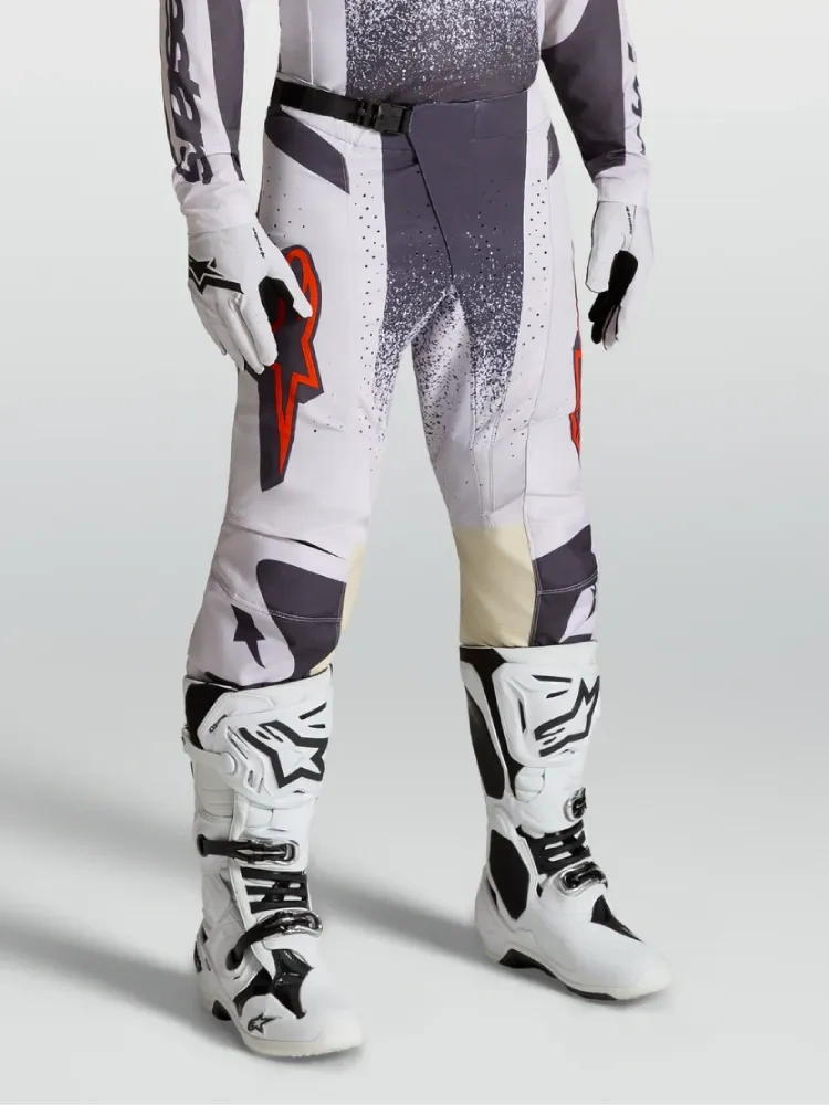 Spodnie cross Alpinestars MX Techstar Swan biało-szaro-czerwone