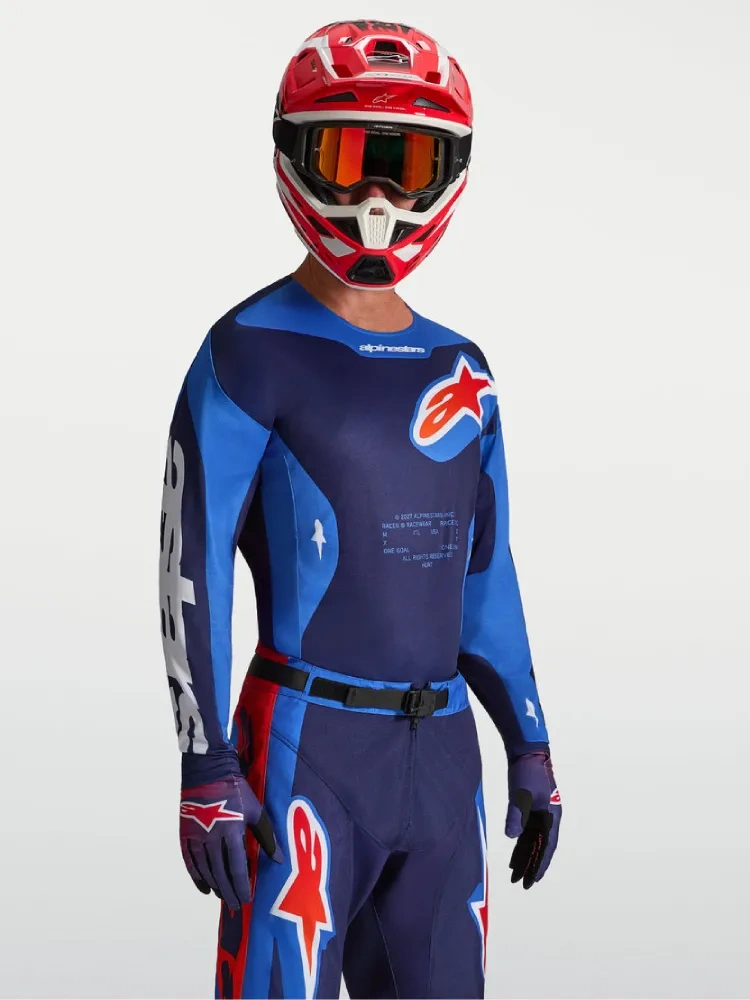 Bluza cross Alpinestars MX Racer Hunt niebiesko-czerwona