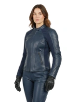 Kurtka motocyklowa damska skórzana REV'IT! Coral niebieska