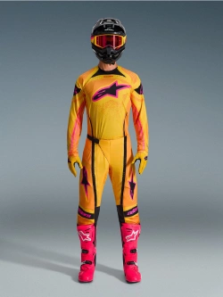 Spodnie cross Alpinestars MX Techstar Nomur pomarańczowo-żółto-czarne