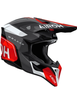 Kask enduro Airoh Wraaap Conguer czarno-biało-czerwony połysk