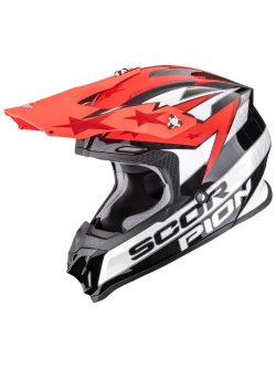 Kask enduro Scorpion VX-16 Evo Air Patriot czarno-biało-czerwony