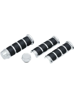 Nakładki manetek Kuryakyn ISO® do fabrycznych podgrzewanych manetek Harley Davidson (wybrane modele) srebrno-czarne