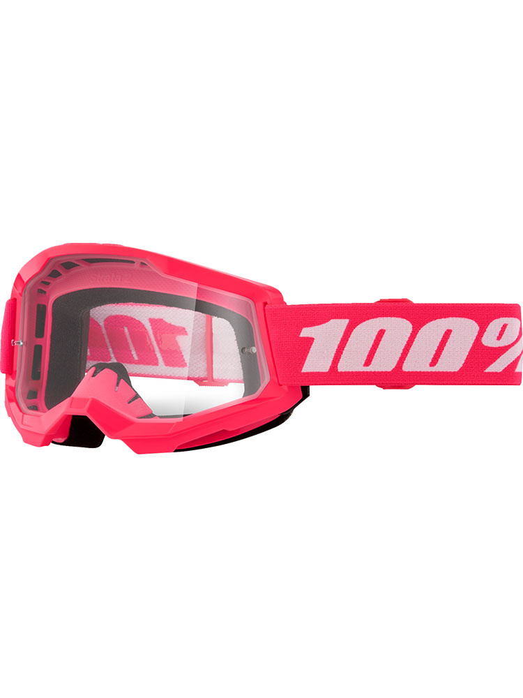 Gogle motocyklowe 100% Strata 2 Neon z przezroczystą szybką różowo-białe