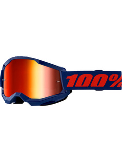 Gogle motocyklowe 100% Strata 2 Navy z szybką lustrzaną niebiesko-czerwone
