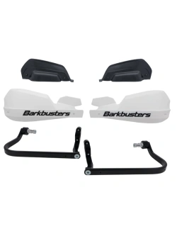 Osłony dłoni Barkbusters VPS z regulowanymi deflektorami, biało-czarne + zestaw montażowy BMW, Honda, KTM, Suzuki