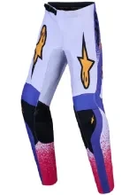 Spodnie cross dziecięce Alpinestars MX Fluid Drag biało-niebiesko-żółte