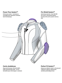 Kurtka motocyklowa damska skórzana Rebelhorn Diva ST czarno-różowa