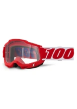 Gogle motocyklowe 100% Accuri 2 z przezroczystą szybką, czerwono-białe