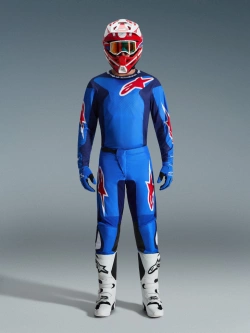 Spodnie cross Alpinestars MX Fluid Grid czarno-niebiesko-czerwone