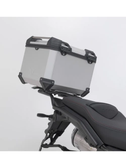 Zestaw: kufry boczne + kufer centralny TRAX ADV + stelaże SW-Motech Moto Guzzi V85 Strada (24-) srebrne